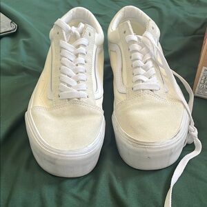 Vans Women's Platform Sneakers in Cream and White